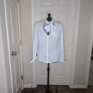 NWT Unique Vintage chiffon white bow blouse